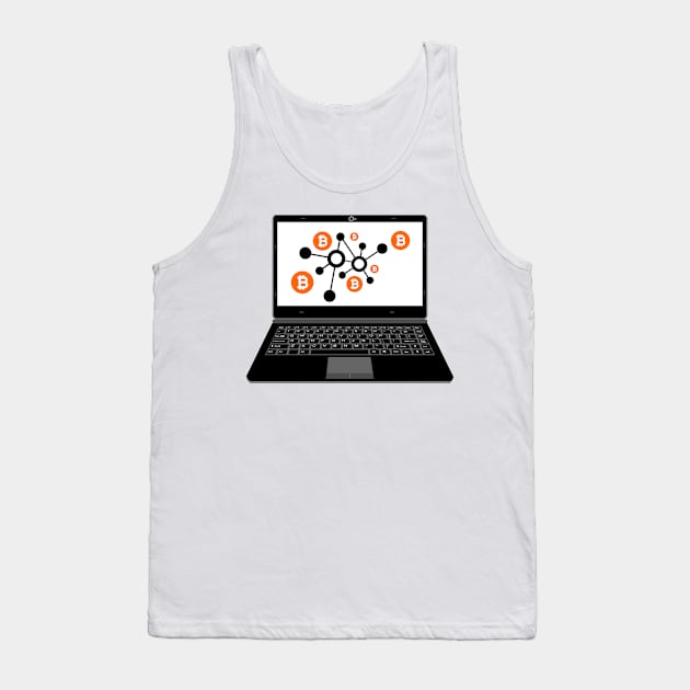 realistic laptop vector illustration display bitcoin digital assets network Tank Top by asepsarifudin09